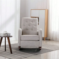 High Back Rocking Chair Nursery Chair .Comfortable Rocker Fabric Padded Seat .Modern High Back Armchair