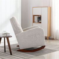 High Back Rocking Chair Nursery Chair .Comfortable Rocker Fabric Padded Seat .Modern High Back Armchair