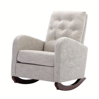 High Back Rocking Chair Nursery Chair .Comfortable Rocker Fabric Padded Seat .Modern High Back Armchair