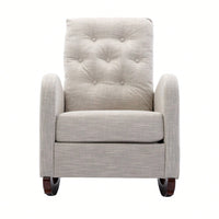 High Back Rocking Chair Nursery Chair .Comfortable Rocker Fabric Padded Seat .Modern High Back Armchair