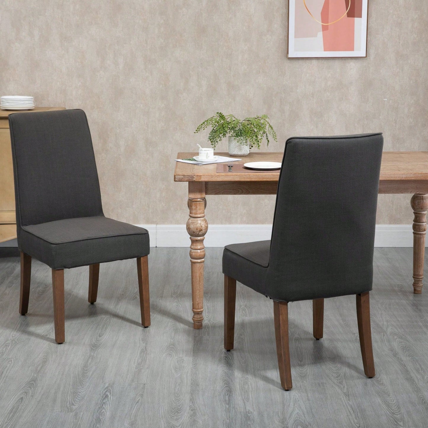 Removable Interchangeable And Washable Linen Upholstered Parsons Chair With Solid Wood Legs