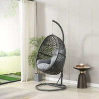 Patio PE Rattan Swing Chair With Stand For Balcony, Courtyard