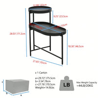 2-Tier Black Side Table with Storage for Living Room Metal Frame Wooden End Table Sofa Table