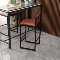 2 Counter Height Barstools Kitchen Island Stools With Back Modern Armless Metal Legs & PU Gray Upholstered Chairs