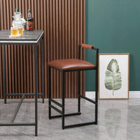 2 Counter Height Barstools Kitchen Island Stools With Back Modern Armless Metal Legs & PU Gray Upholstered Chairs