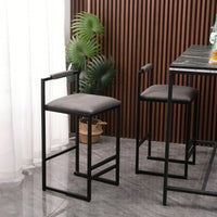 2 Counter Height Barstools Kitchen Island Stools With Back Modern Armless Metal Legs & PU Gray Upholstered Chairs