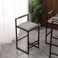 2 Counter Height Barstools Kitchen Island Stools With Back Modern Armless Metal Legs & PU Gray Upholstered Chairs