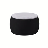 Round Ottoman With Storage For Living Room, Coffee Table, Foot Rest, Footstool, End Table - With Reversible Lid Tray