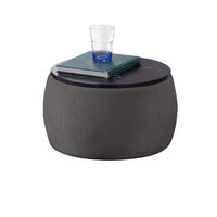 Round Ottoman With Storage For Living Room, Coffee Table, Foot Rest, Footstool, End Table - With Reversible Lid Tray