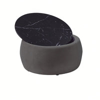 Round Ottoman With Storage For Living Room, Coffee Table, Foot Rest, Footstool, End Table - With Reversible Lid Tray