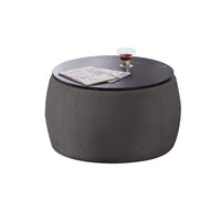 Round Ottoman With Storage For Living Room, Coffee Table, Foot Rest, Footstool, End Table - With Reversible Lid Tray