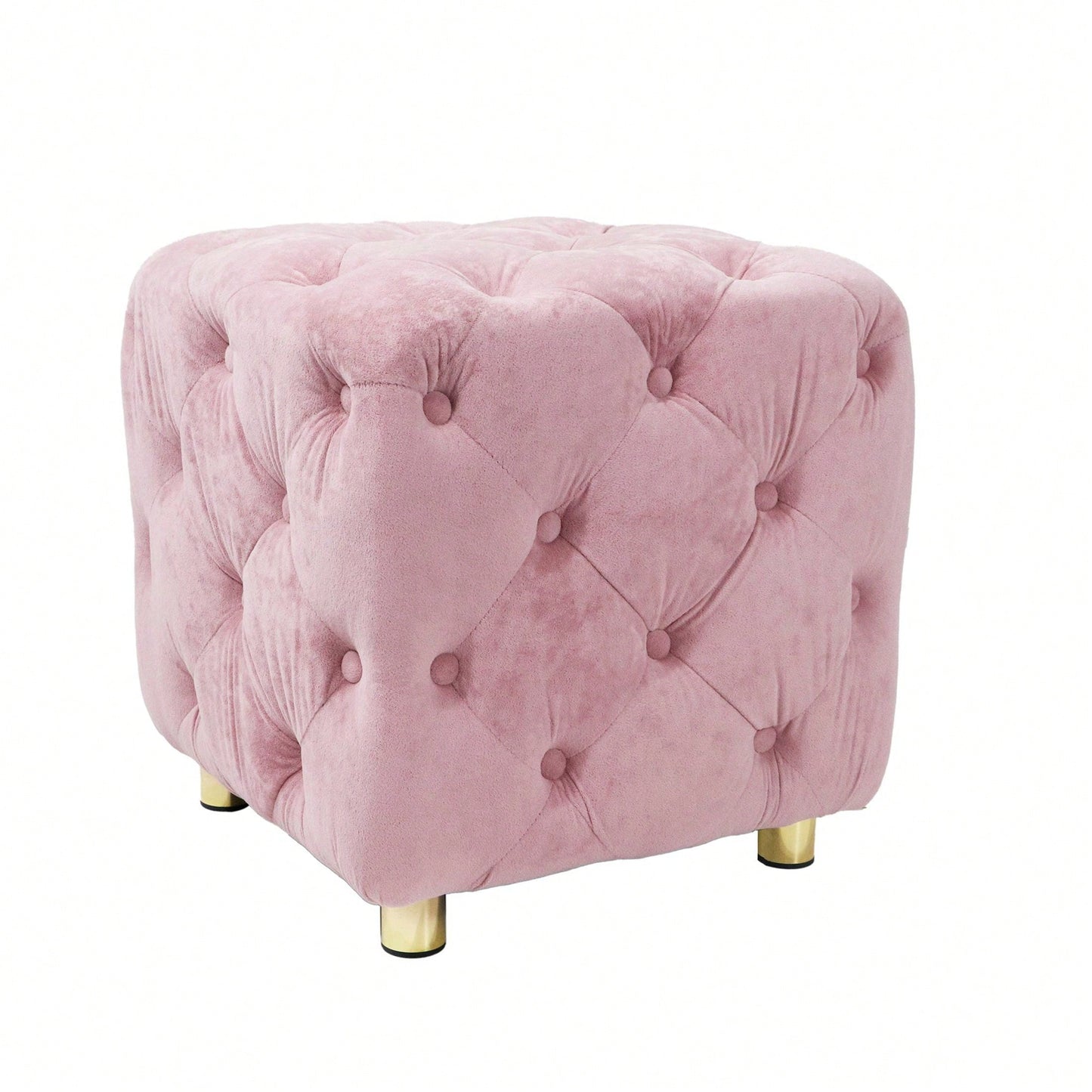 Stylish Velvet Upholstered Ottoman Small End Table Soft Foot Stool Makeup Chair Comfortable Accent Seat for Living Room Bedroom Entryway