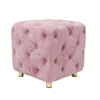 Stylish Velvet Upholstered Ottoman Small End Table Soft Foot Stool Makeup Chair Comfortable Accent Seat for Living Room Bedroom Entryway