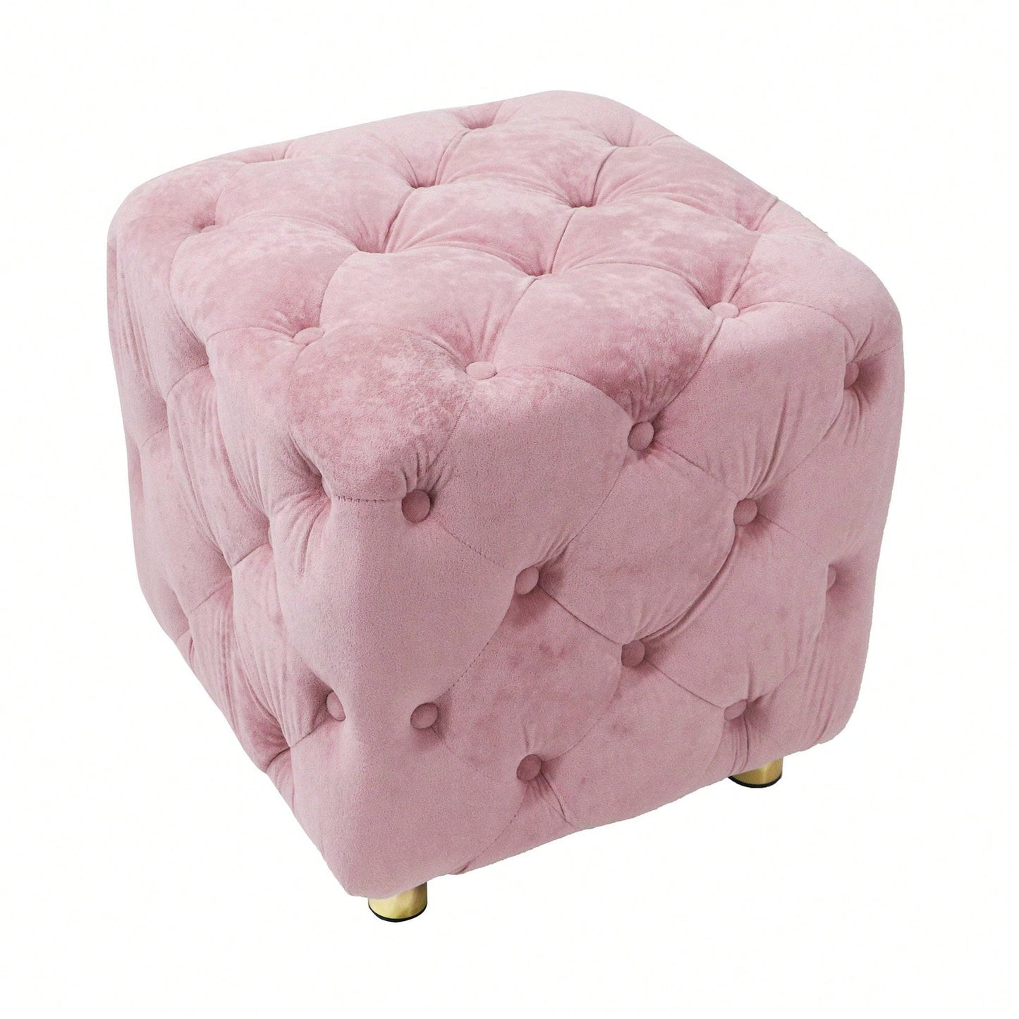 Stylish Velvet Upholstered Ottoman Small End Table Soft Foot Stool Makeup Chair Comfortable Accent Seat for Living Room Bedroom Entryway