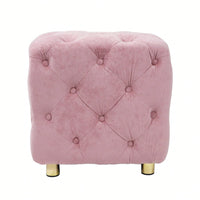 Stylish Velvet Upholstered Ottoman Small End Table Soft Foot Stool Makeup Chair Comfortable Accent Seat for Living Room Bedroom Entryway