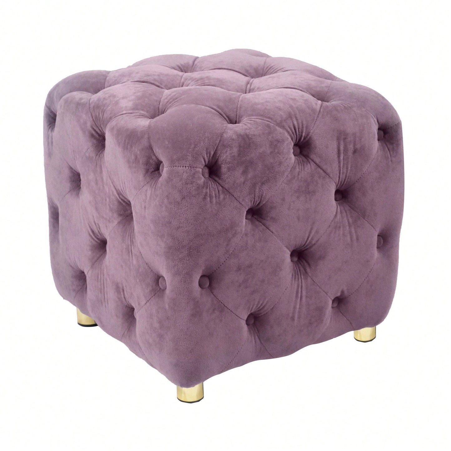 Stylish Velvet Upholstered Ottoman Small End Table Soft Foot Stool Makeup Chair Comfortable Accent Seat for Living Room Bedroom Entryway