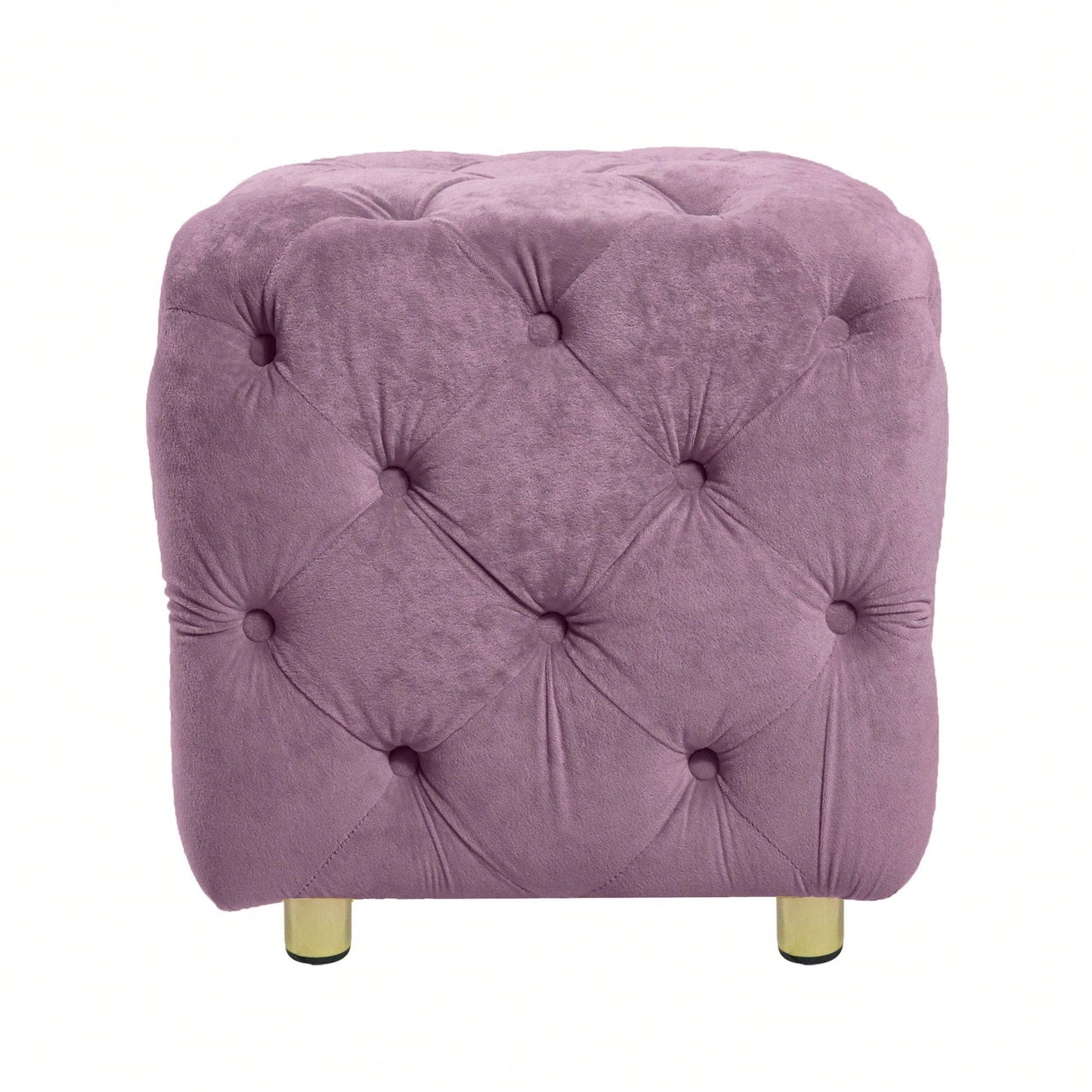 Stylish Velvet Upholstered Ottoman Small End Table Soft Foot Stool Makeup Chair Comfortable Accent Seat for Living Room Bedroom Entryway