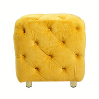 Stylish Velvet Upholstered Ottoman Small End Table Soft Foot Stool Makeup Chair Comfortable Accent Seat for Living Room Bedroom Entryway