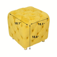 Stylish Velvet Upholstered Ottoman Small End Table Soft Foot Stool Makeup Chair Comfortable Accent Seat for Living Room Bedroom Entryway