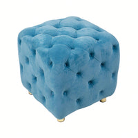 Stylish Velvet Upholstered Ottoman Small End Table Soft Foot Stool Makeup Chair Comfortable Accent Seat for Living Room Bedroom Entryway