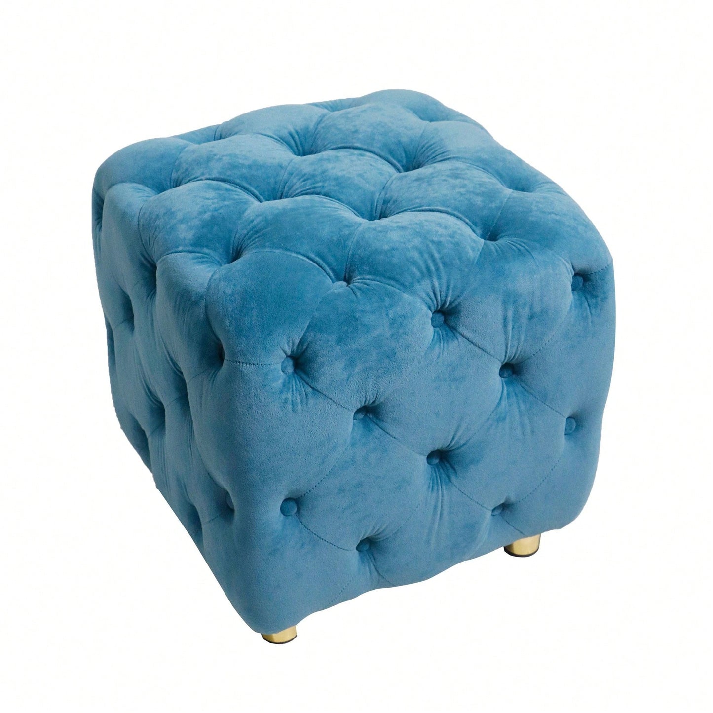 Stylish Velvet Upholstered Ottoman Small End Table Soft Foot Stool Makeup Chair Comfortable Accent Seat for Living Room Bedroom Entryway