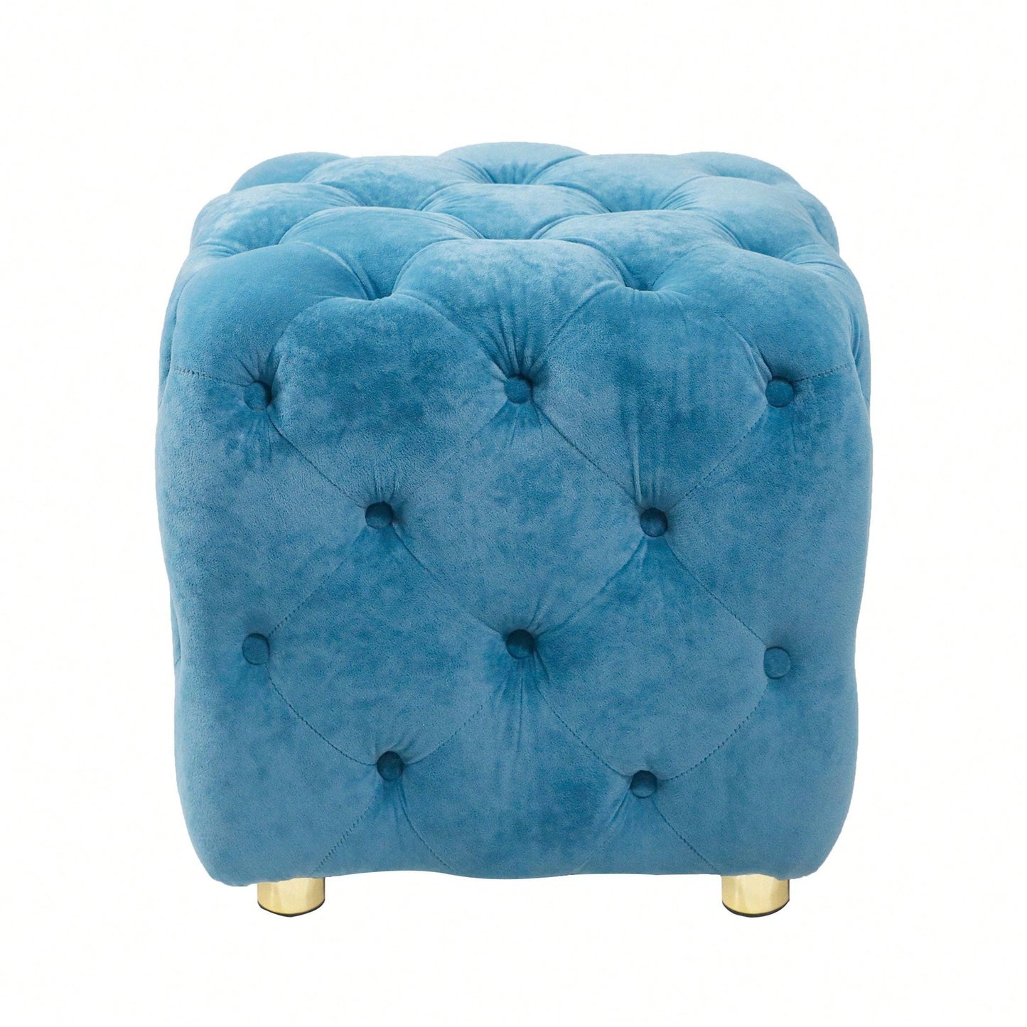 Stylish Velvet Upholstered Ottoman Small End Table Soft Foot Stool Makeup Chair Comfortable Accent Seat for Living Room Bedroom Entryway