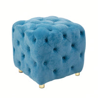 Stylish Velvet Upholstered Ottoman Small End Table Soft Foot Stool Makeup Chair Comfortable Accent Seat for Living Room Bedroom Entryway