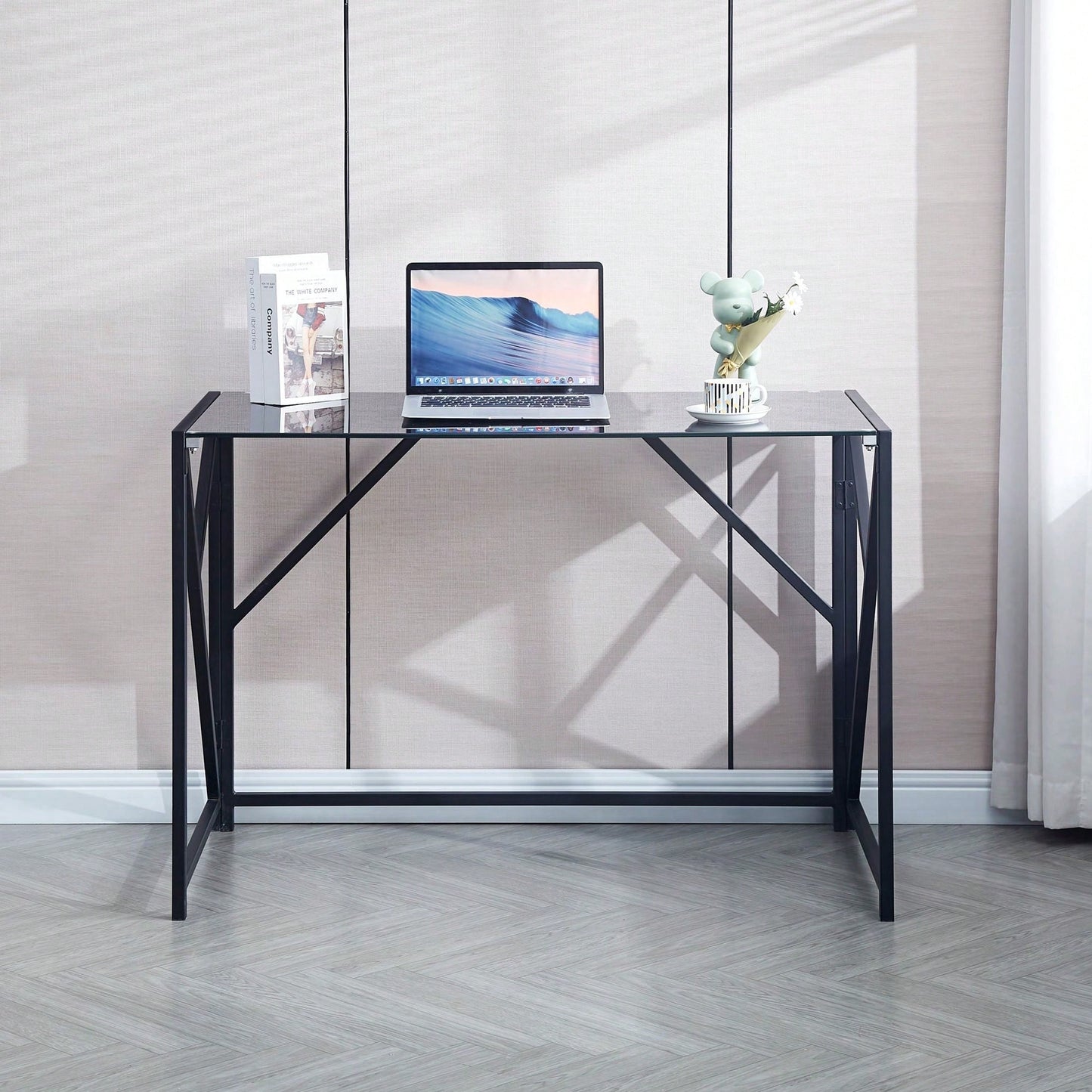 Glass Computer Desk, Laptop Desk  Transparent Glass Laptop Table, Small Study Desk