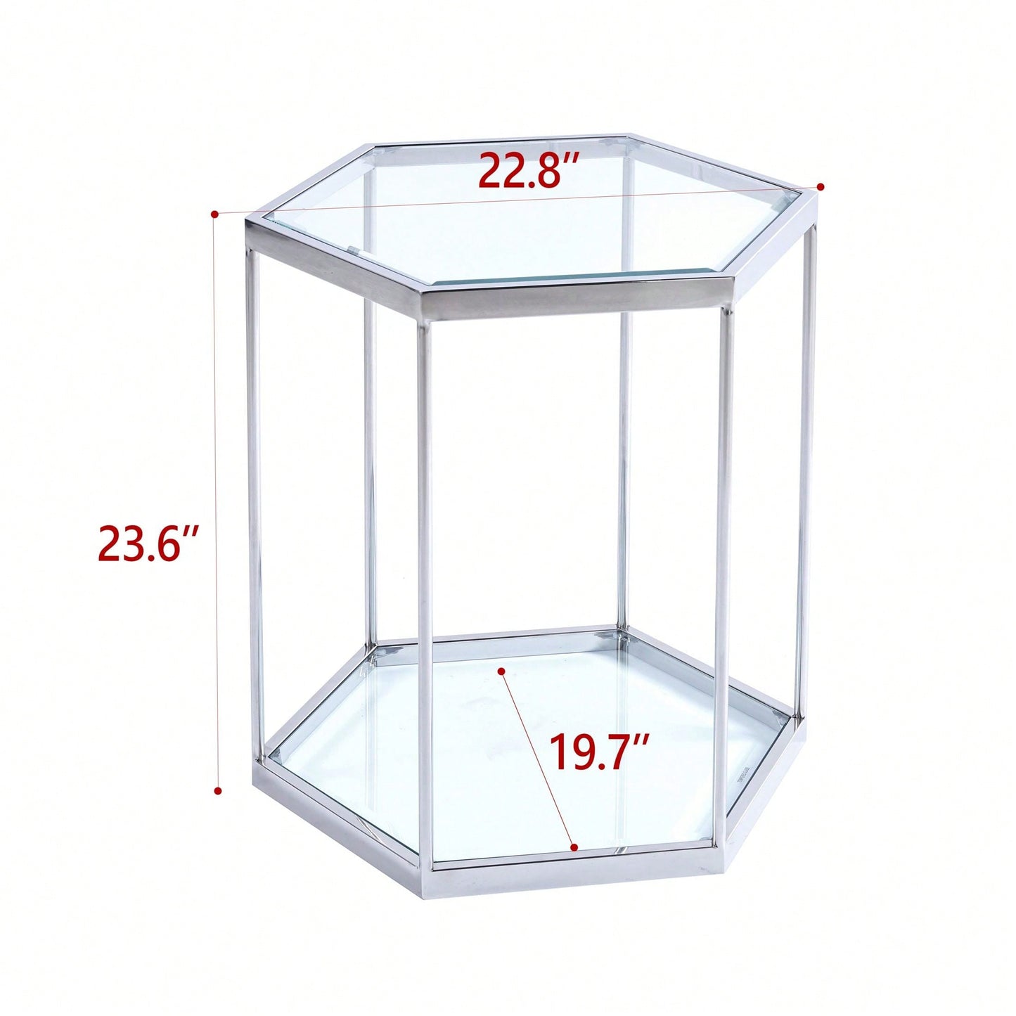 Modern Glass End Table With Gold Finish Stainless Steel Frame