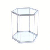 Modern Glass End Table With Gold Finish Stainless Steel Frame