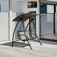 2-Seat Outdoor Patio Swing Chair with Adjustable Canopy and Sturdy Steel Frame for Garden Deck and Backyard Relaxation