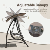 2-Seat Outdoor Patio Swing Chair with Adjustable Canopy and Sturdy Steel Frame for Garden Deck and Backyard Relaxation