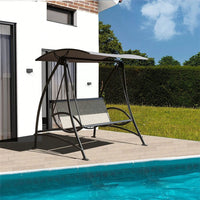 Outdoor Porch Swing With Adjustable Canopy And Durable Steel Frame, Patio Swing Glider For Garden, Deck, Porch, Backyard