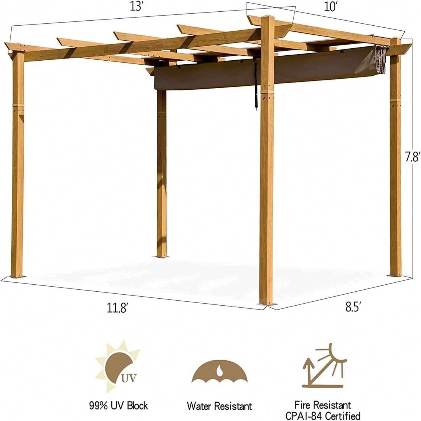 Outdoor Retractable Pergola Garden Pergola Patio Grill Gazebo With Heavy Duty Grape Trellis Sunshade Cover For Courtyard