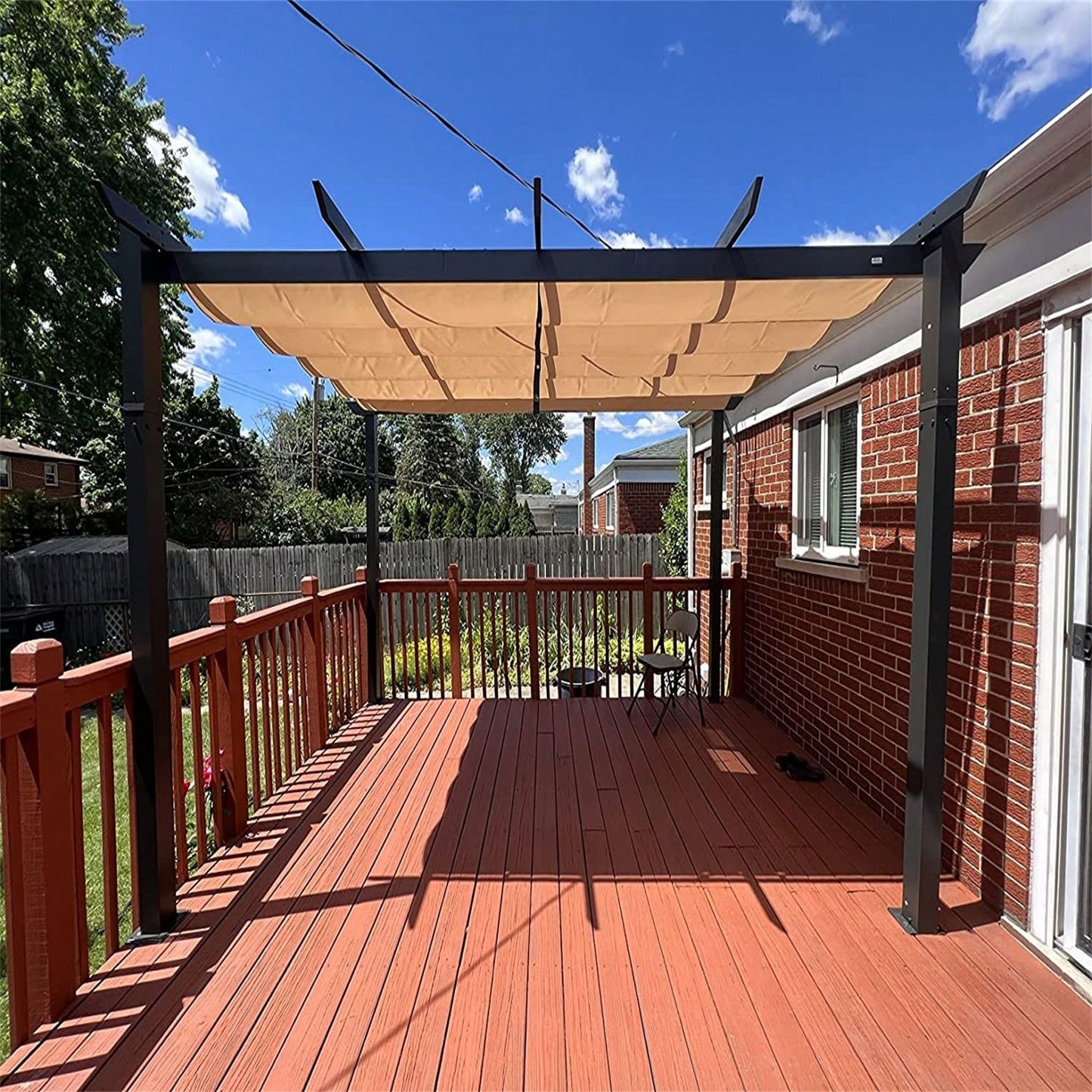 Aluminum Retractable Pergola with Weather-Resistant Canopy for Outdoor Patio Deck Garden and Grape Trellis