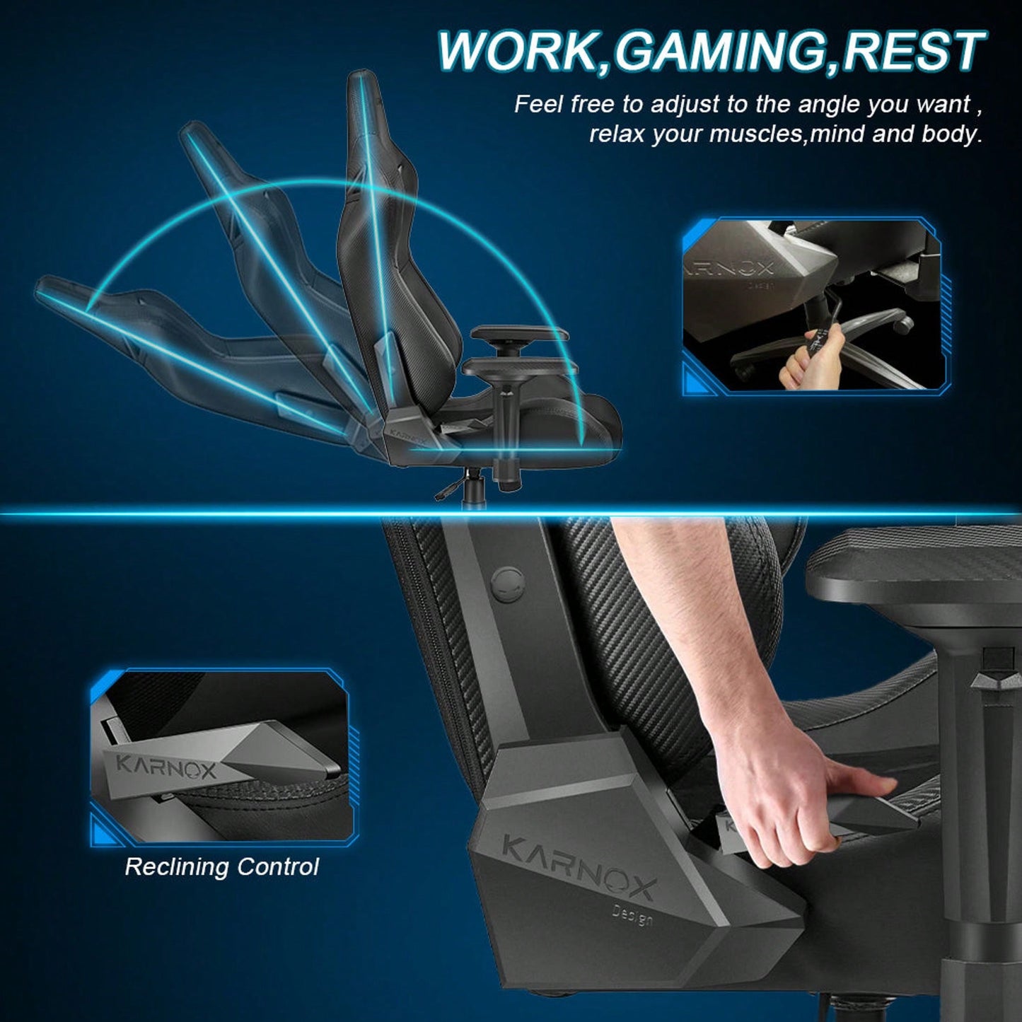 Ergonomic Adjustable Gaming Chair with Lumbar Support Tall Back Swivel Desk Chair with Headrest Armrests and Recline Suede Padded Seat