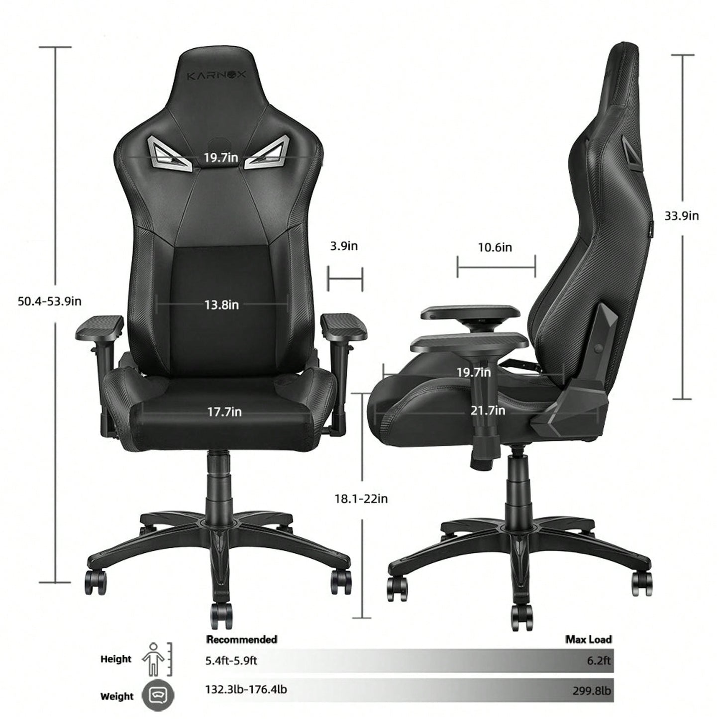 Ergonomic Adjustable Gaming Chair with Lumbar Support Tall Back Swivel Desk Chair with Headrest Armrests and Recline Suede Padded Seat