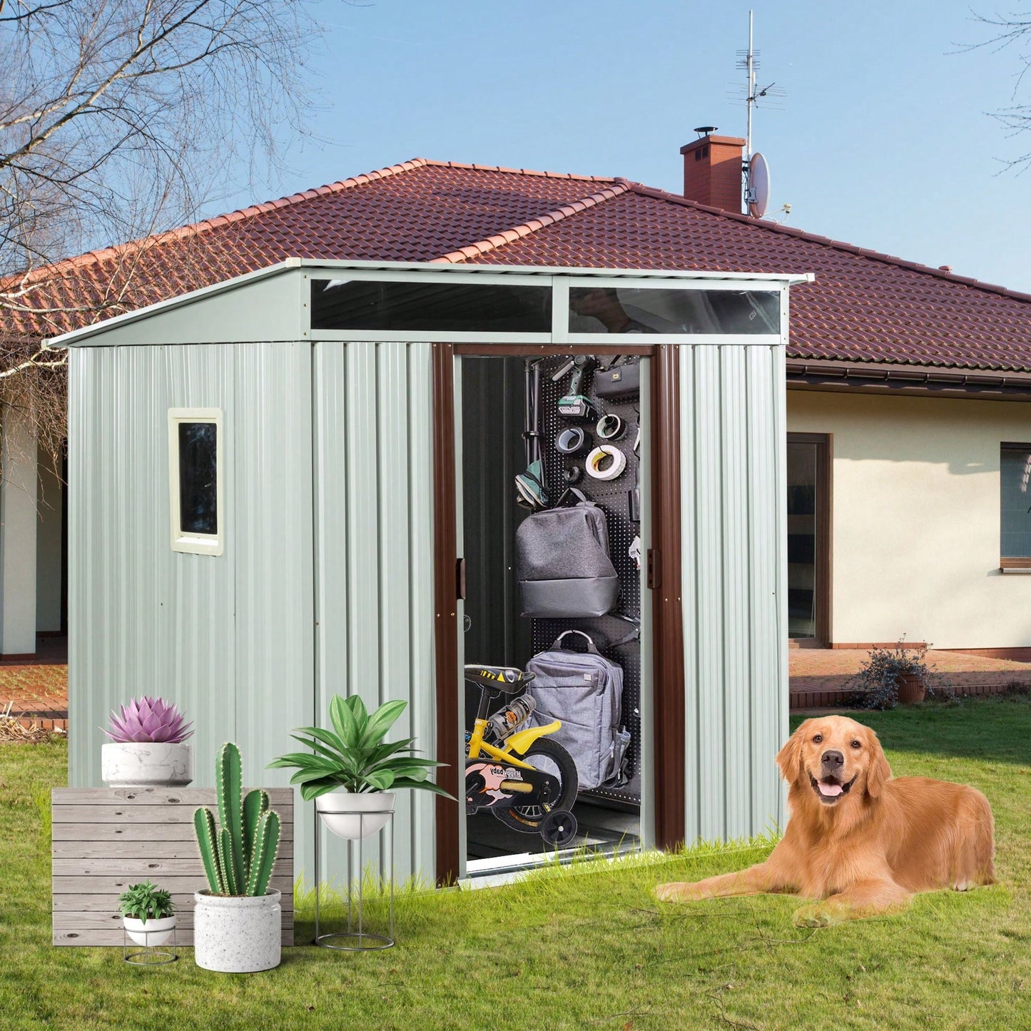 6ft X 5ft Outdoor Metal Storage Shed With Window White