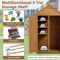 Outdoor Storage Cabinet, Garden Wood Tool Shed, Outside Wooden Shed Closet With Shelves And Latch