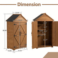 Outdoor Storage Cabinet, Garden Wood Tool Shed, Outside Wooden Shed Closet With Shelves And Latch