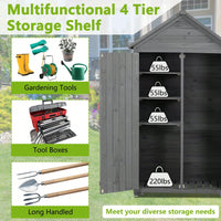 Outdoor Storage Cabinet, Garden Wood Tool Shed, Outside Wooden Shed Closet With Shelves And Latch