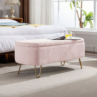 Storage Ottoman Bench For End Of Bed, Modern Grey Entryway Bench Upholstered Padded With Storage For Living Room Bedroom