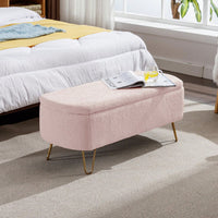 Storage Ottoman Bench For End Of Bed, Modern Grey Entryway Bench Upholstered Padded With Storage For Living Room Bedroom