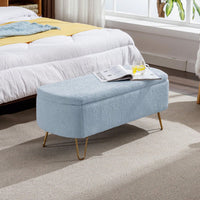 Storage Ottoman Bench For End Of Bed, Modern Grey Entryway Bench Upholstered Padded With Storage For Living Room Bedroom