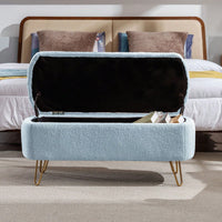 Storage Ottoman Bench For End Of Bed, Modern Grey Entryway Bench Upholstered Padded With Storage For Living Room Bedroom