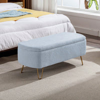 Storage Ottoman Bench For End Of Bed, Modern Grey Entryway Bench Upholstered Padded With Storage For Living Room Bedroom