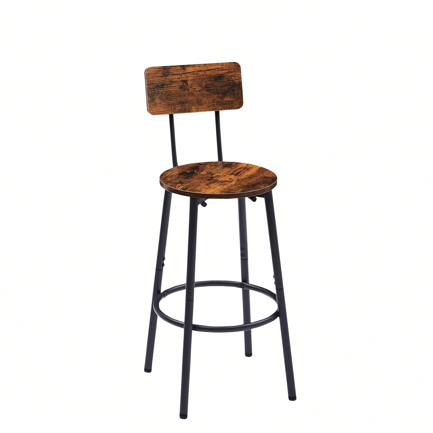 Round Bar Stool Set With Shelves, Rustic Brown, 23.6'' Dia X 35.4'' H