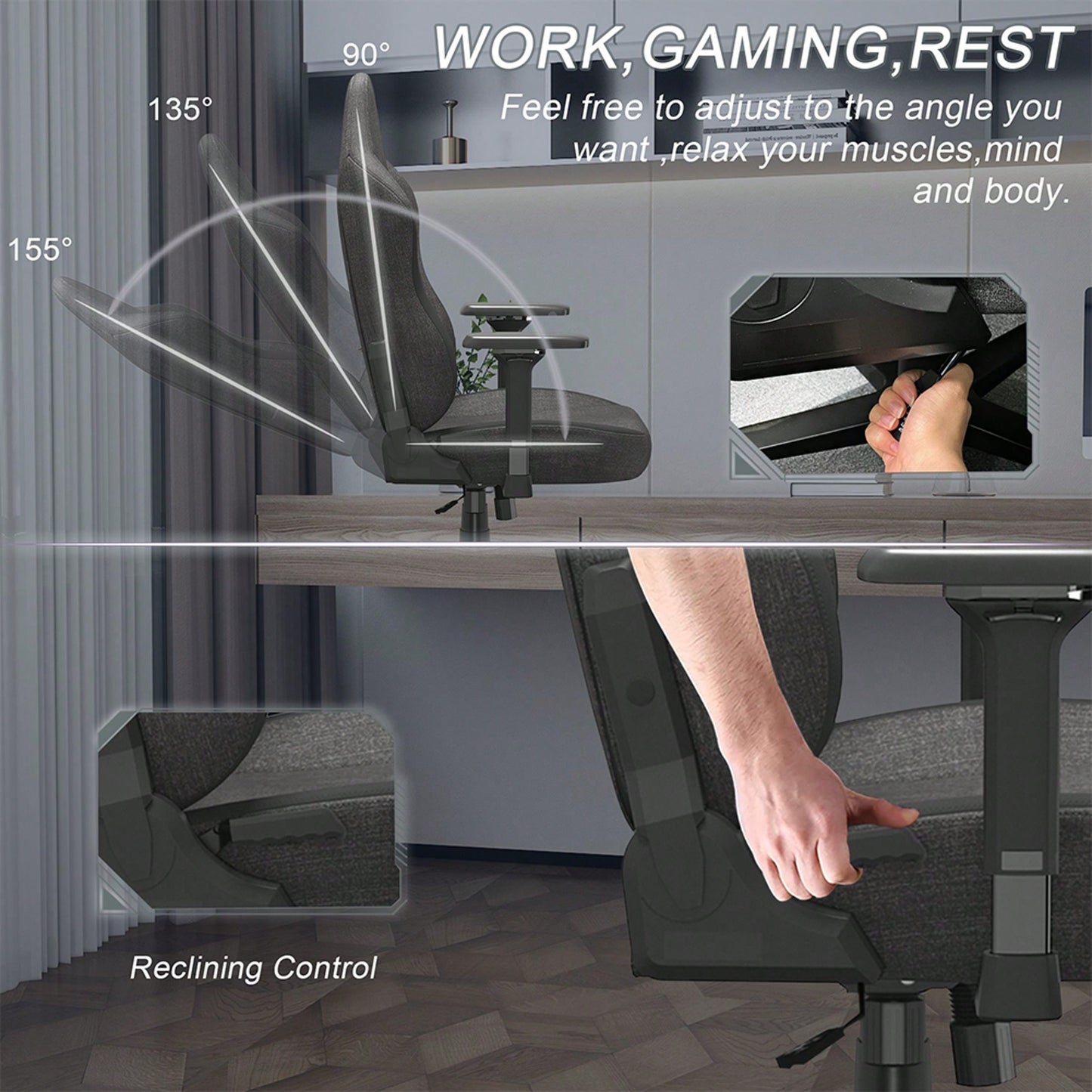 Ergonomic PC Gaming Chair with Lumbar Support and Adjustable Headrest for Office Use Flip Up Arms PU Leather High Back Executive Chair