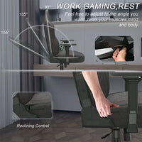 Ergonomic PC Gaming Chair with Lumbar Support and Adjustable Headrest for Office Use Flip Up Arms PU Leather High Back Executive Chair