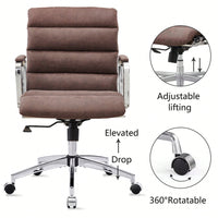 Modern Swivel Office Desk Chair Luxury Executive Boss Ergonomic Computer Chair Armrest Brown Color Metal Frame Office Chair